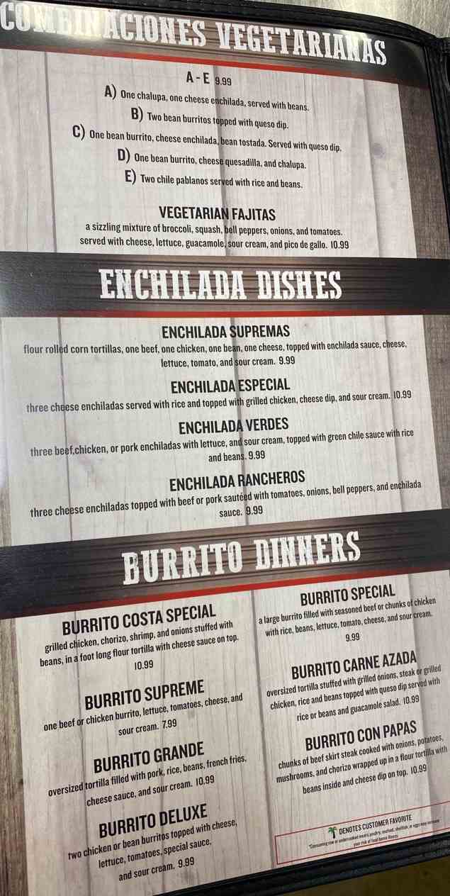 Page 3 of menu, Costa Mexican Bar & Grill Oxford, MS