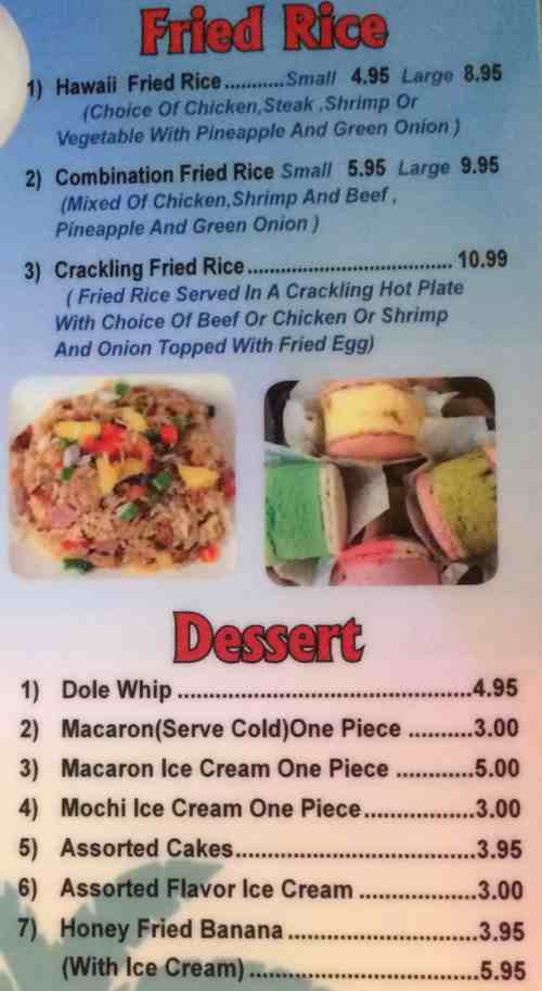 Page 5 of menu, Hawaii Poke & Grill Oxford, MS