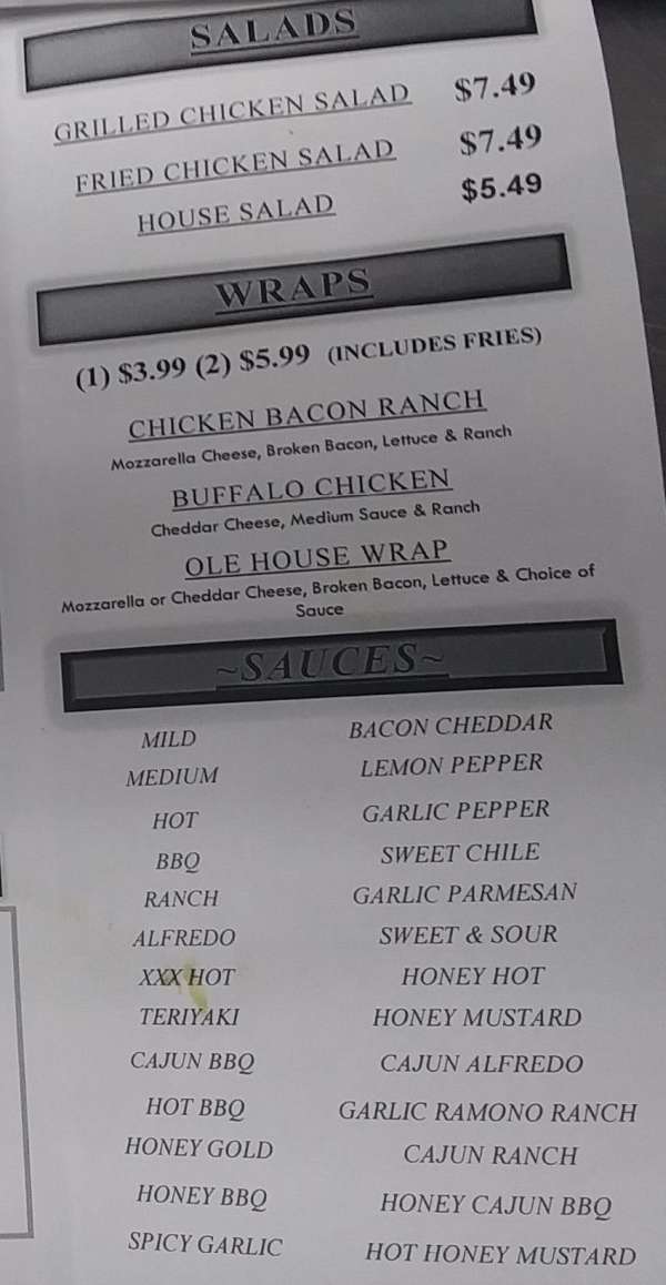 Page 4 of menu, Ole Coop Oxford, MS